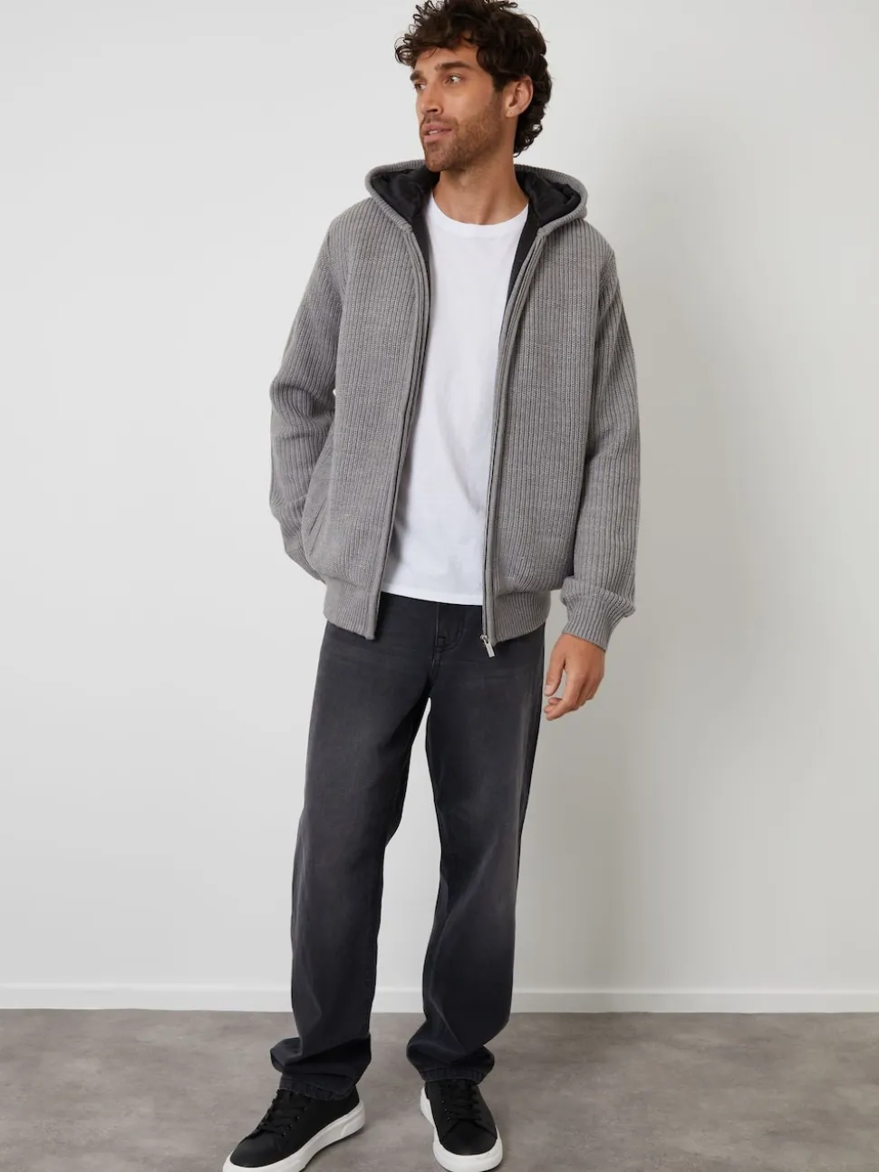 Threadbare Grey Padded Knitted Jacket