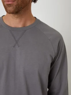 Threadbare Grey Peached Cotton Long Lounge Set