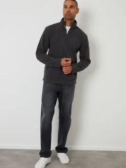 Threadbare Grey Quarter Zip Microfleece Sweatshirt