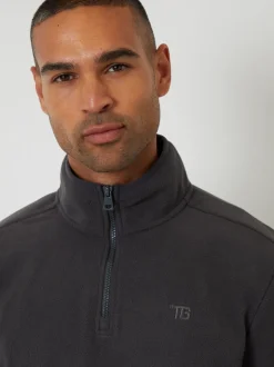 Threadbare Grey Quarter Zip Microfleece Sweatshirt