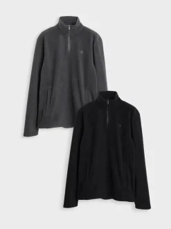 Threadbare Grey Quarter Zip Microfleece Sweatshirts 2 Pack