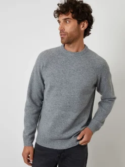 Threadbare Grey Raglan Rib Knitted Crew Neck Jumper