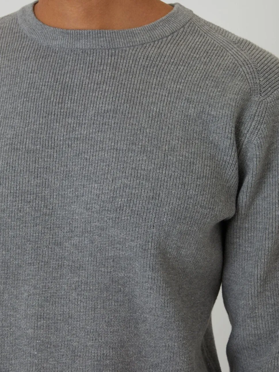 Threadbare Grey Rib Knit Crew Neck Jumper