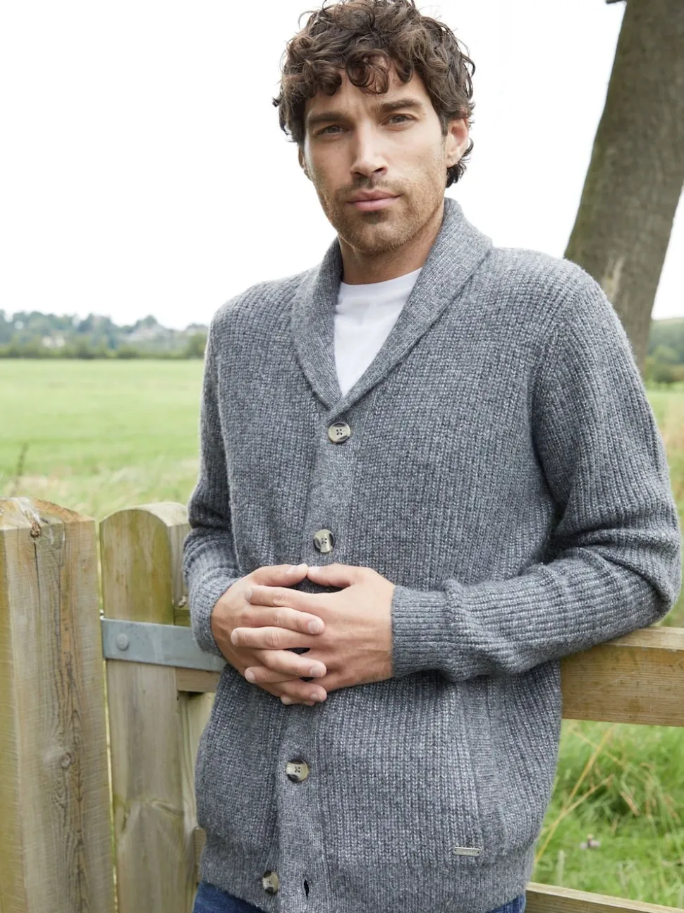 Threadbare Grey Shawl Collar Cardigan