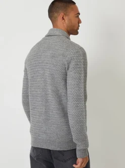 Threadbare Grey Shawl Collar Knitted Cardigan