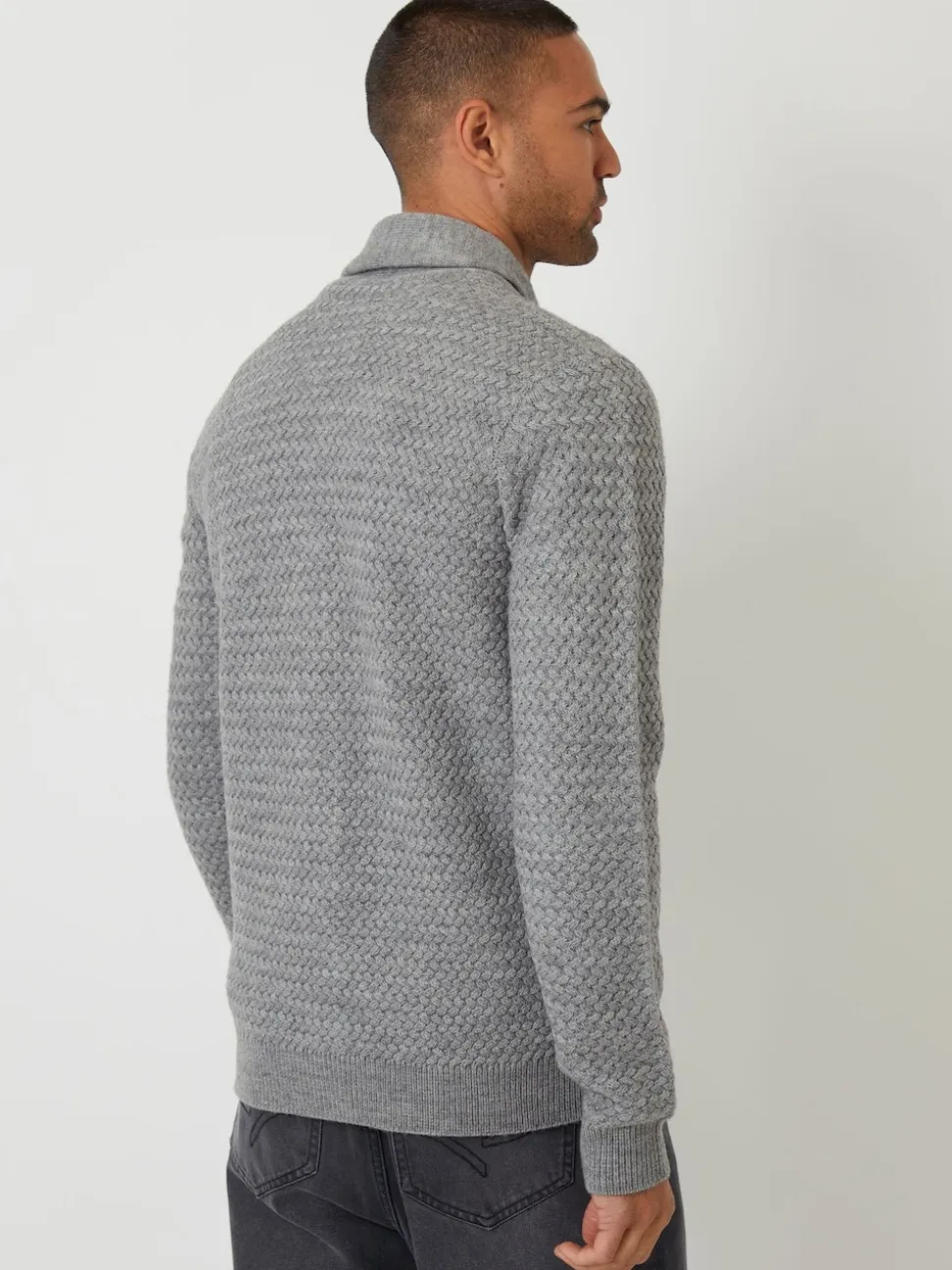 Threadbare Grey Shawl Collar Knitted Cardigan