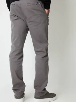 Threadbare Grey Straight Leg Canvas Trousers With Stretch