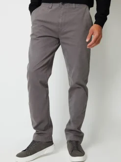 Threadbare Grey Straight Leg Canvas Trousers With Stretch