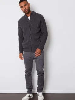 Threadbare Grey Zip Up Cardigan with Microfleece Lining