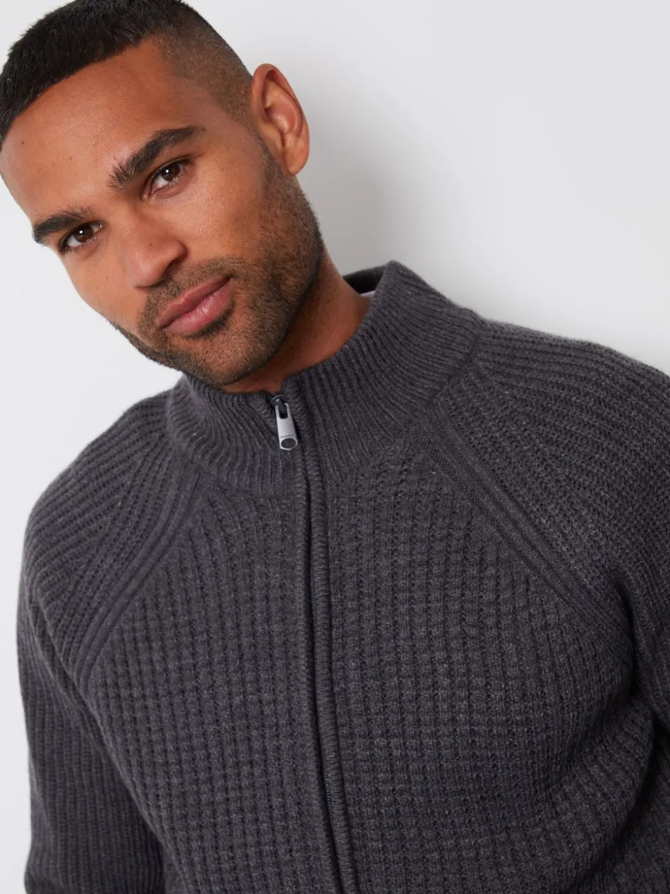 Threadbare Grey Zip Up Cardigan with Microfleece Lining