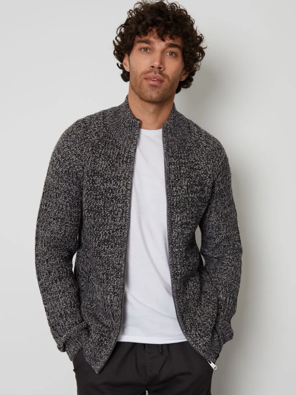 Threadbare Grey Zip Up Cardigan