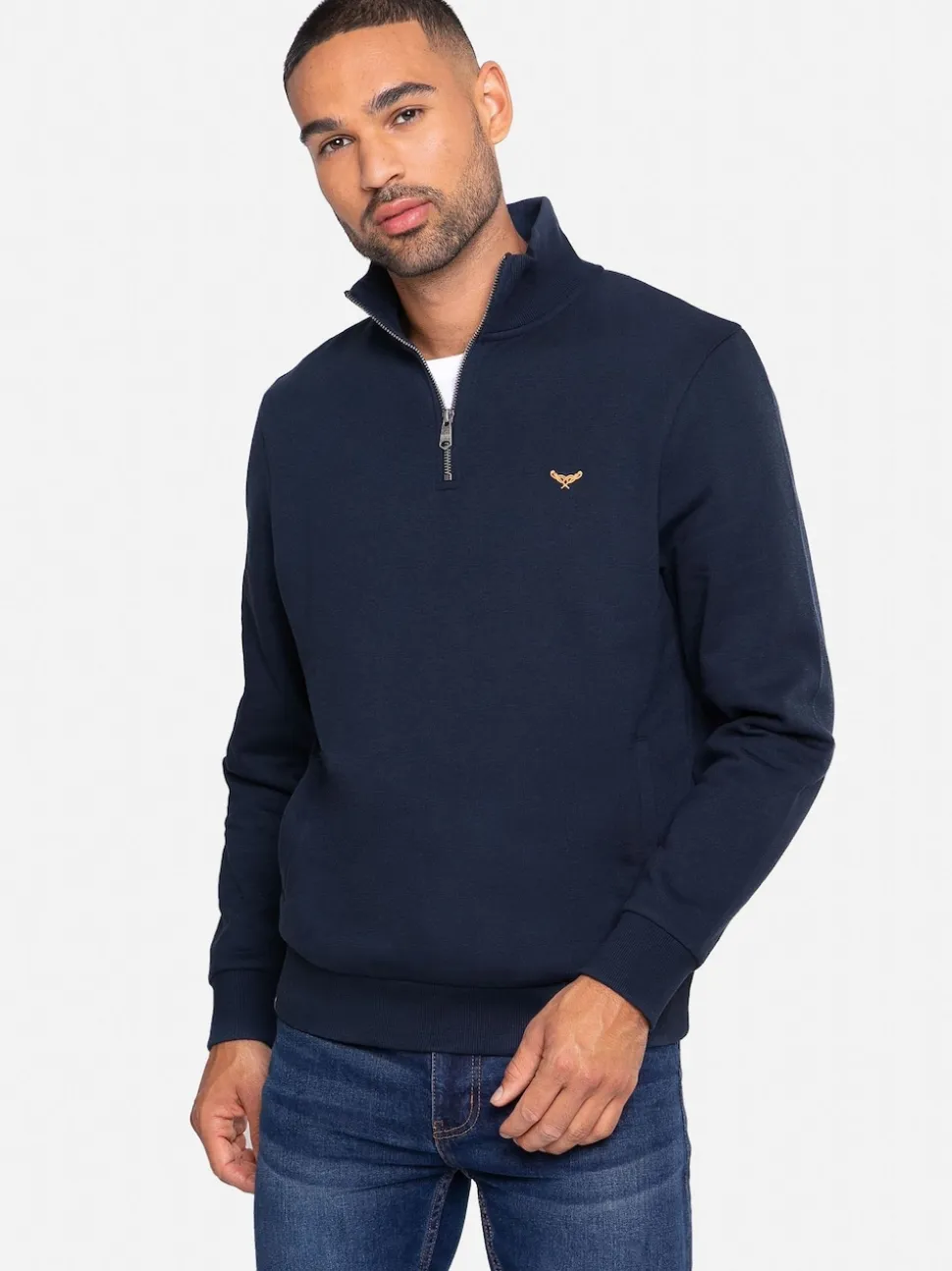 Threadbare Grey/Navy Quarter Zip Neck Sweatshirts 2 Pack
