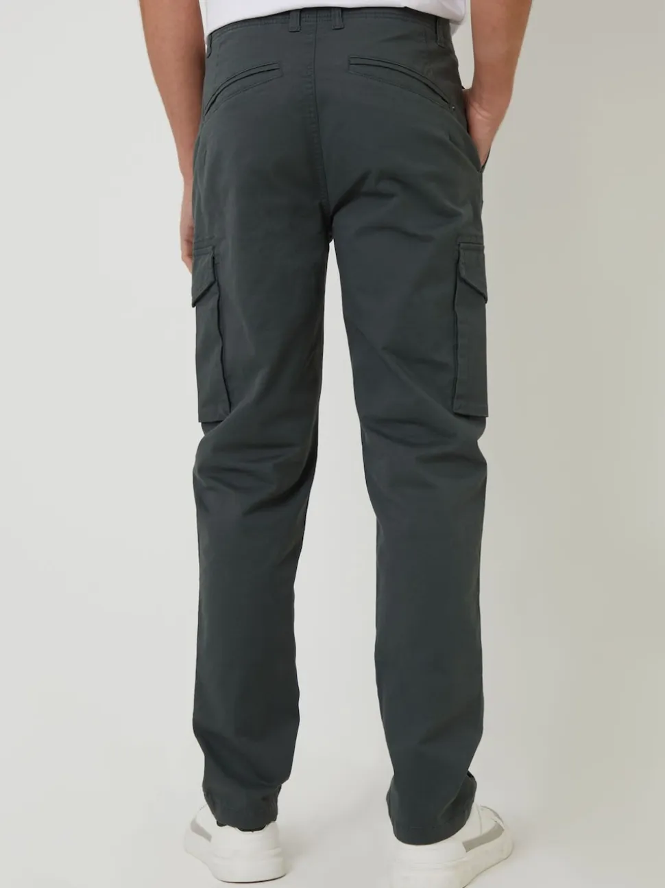 Threadbare Khaki Cotton Cargo Trousers With Stretch