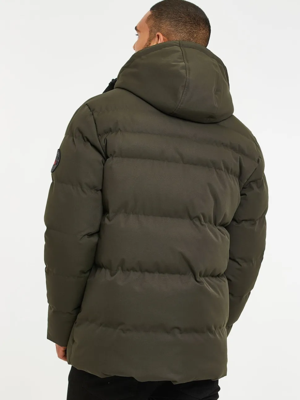 Threadbare Khaki Green Hooded Showerproof Puffer Coat