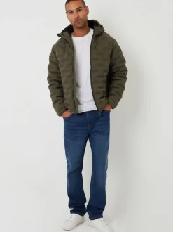 Threadbare Khaki Hooded Quilted Jacket