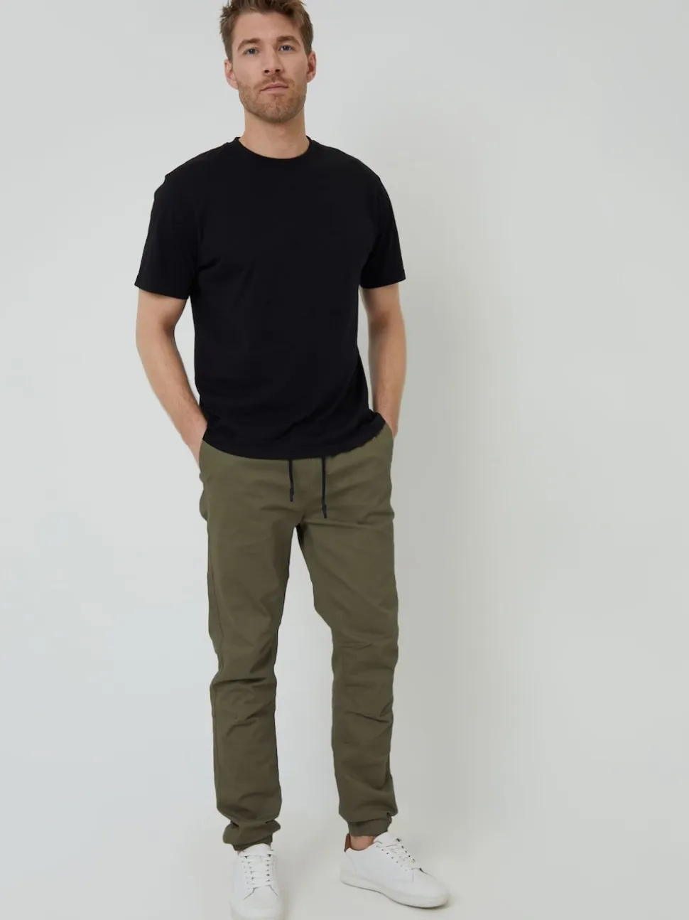 Threadbare Khaki Jogger Style Drawcord Trousers