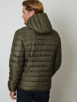 Threadbare Khaki Matte Finish Padded Showerproof Hooded Jacket
