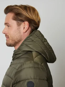 Threadbare Khaki Matte Finish Padded Showerproof Hooded Jacket