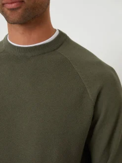 Threadbare Khaki Mock T-Shirt Textured Knit Crew Neck Jumper