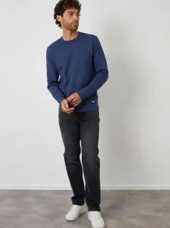 Threadbare Light Blue Cable Knit Rib Crew Neck Jumper