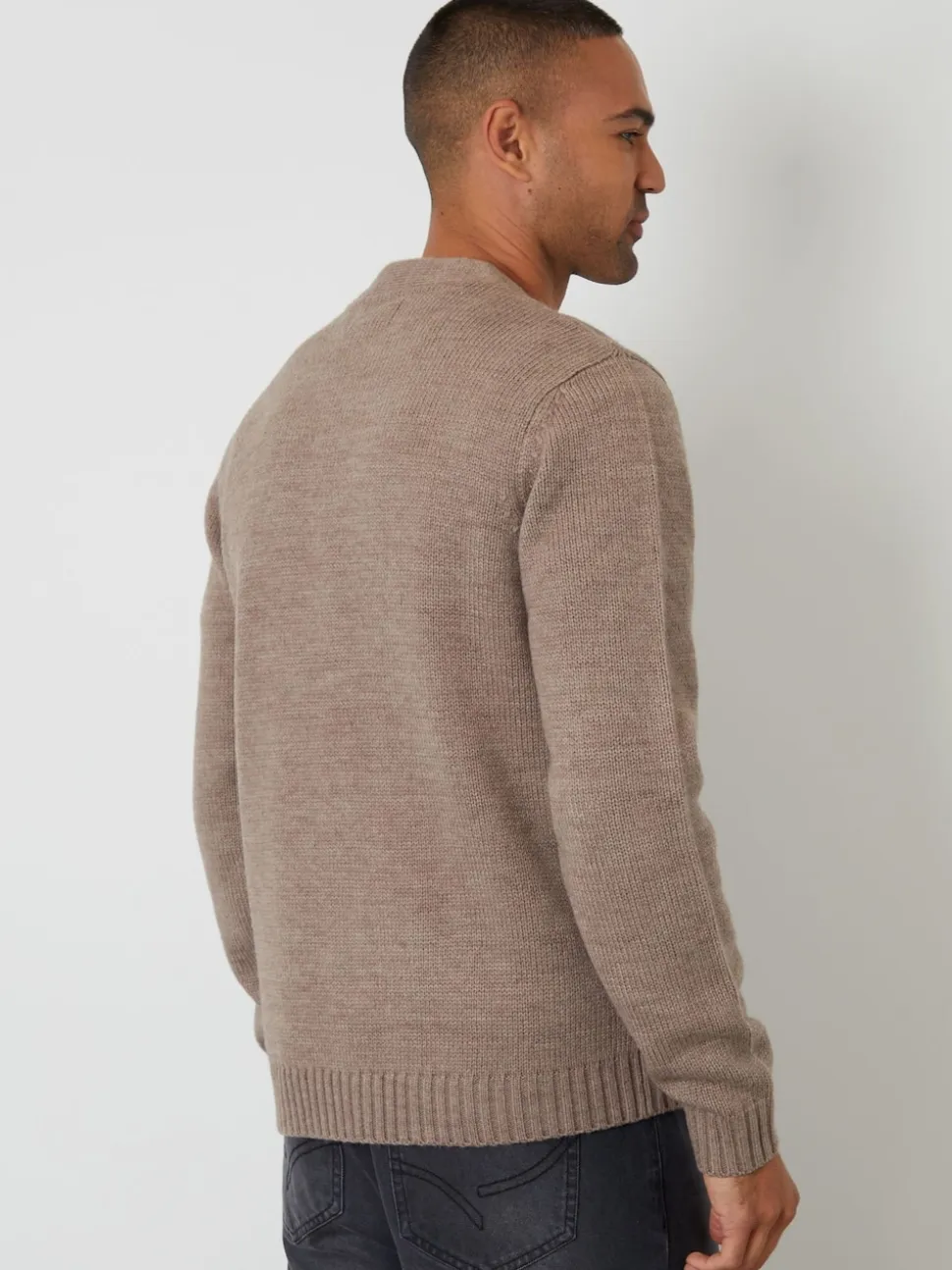 Threadbare Light Brown Knitted V-Neck Cardigan