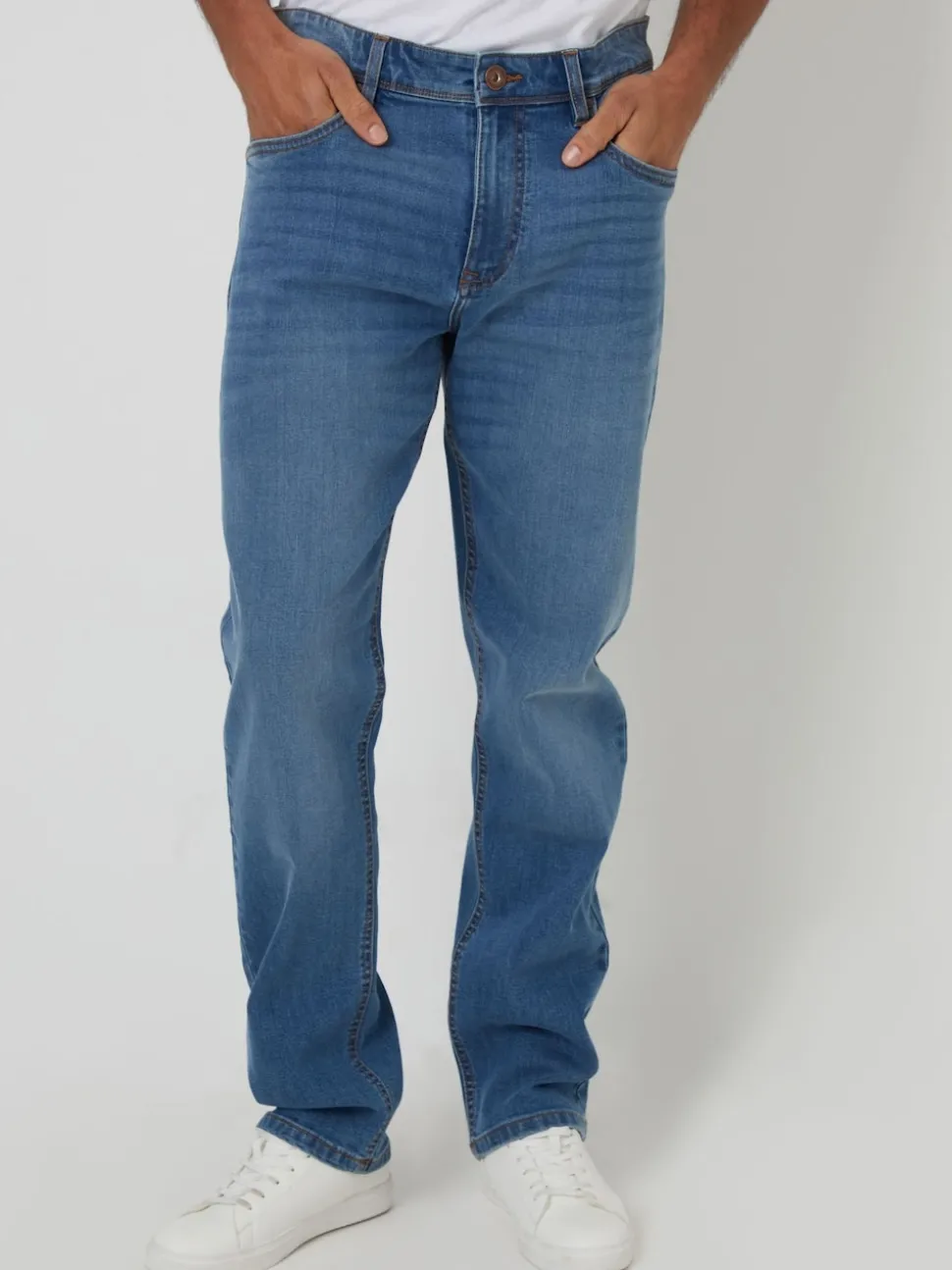 Threadbare Light Wash Straight Fit Jeans With Stretch
