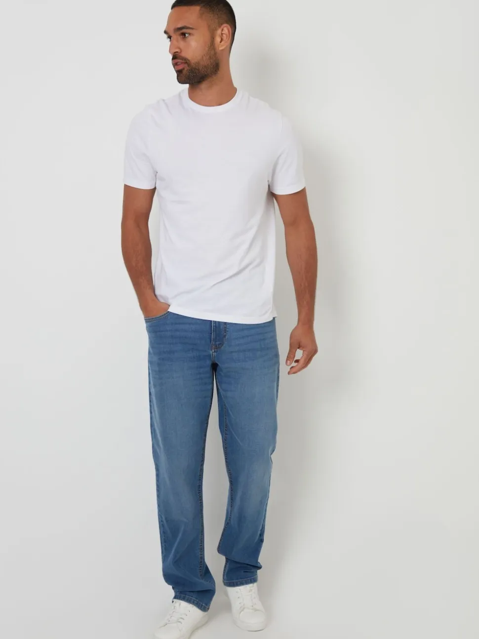 Threadbare Light Wash Straight Fit Jeans With Stretch