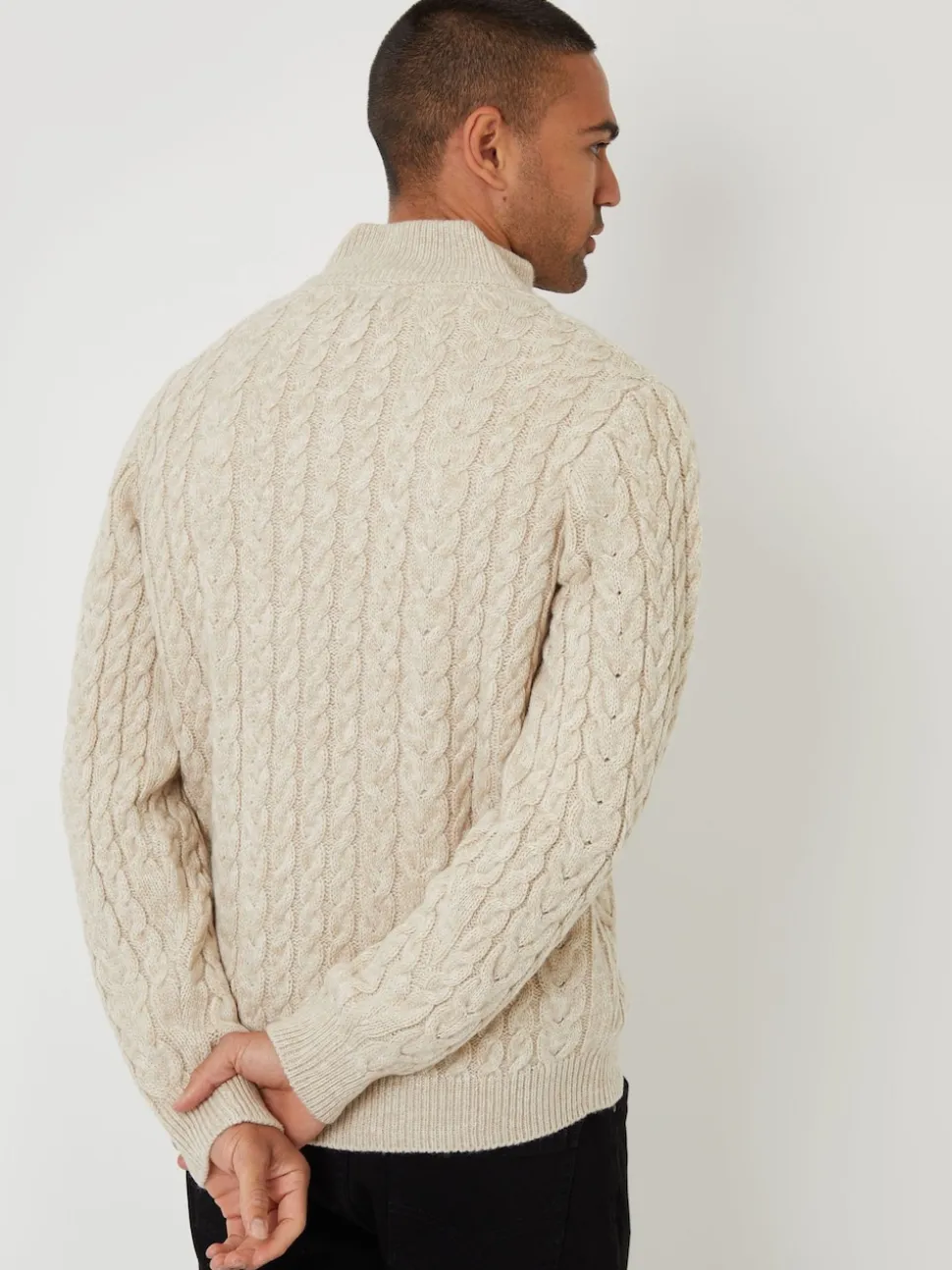 Threadbare Natural Funnel Neck Cable Knit Jumper