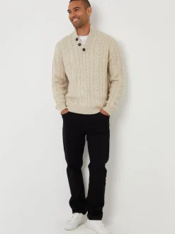 Threadbare Natural Funnel Neck Cable Knit Jumper