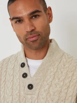 Threadbare Natural Funnel Neck Cable Knit Jumper