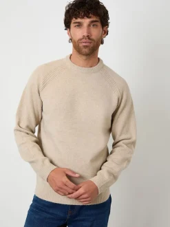 Threadbare Natural Raglan Rib Knitted Crew Neck Jumper
