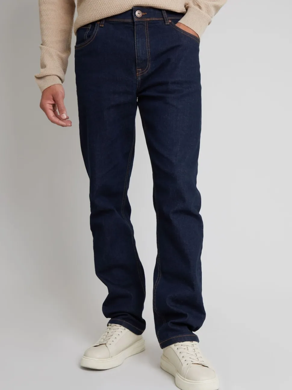 Threadbare Navy Blue Straight Fit Jeans With Stretch