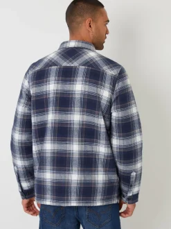Threadbare Navy Check Brushed Borg Lined Shacket