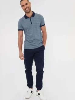 Threadbare Navy Cotton Jogger Style Cargo Trousers With Stretch