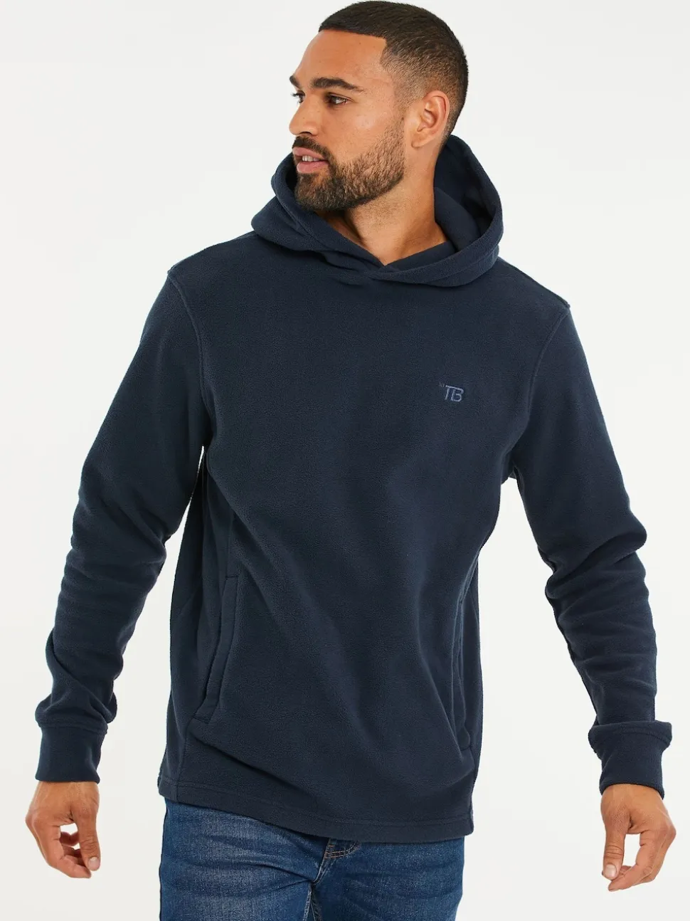 Threadbare Navy Microfleece Overhead Hoodie