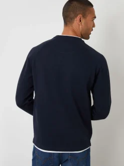 Threadbare Navy Mock T-Shirt Textured Knit Crew Neck Jumper