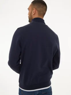 Threadbare Navy Mock T-Shirt Quarter Zip Sweatshirt