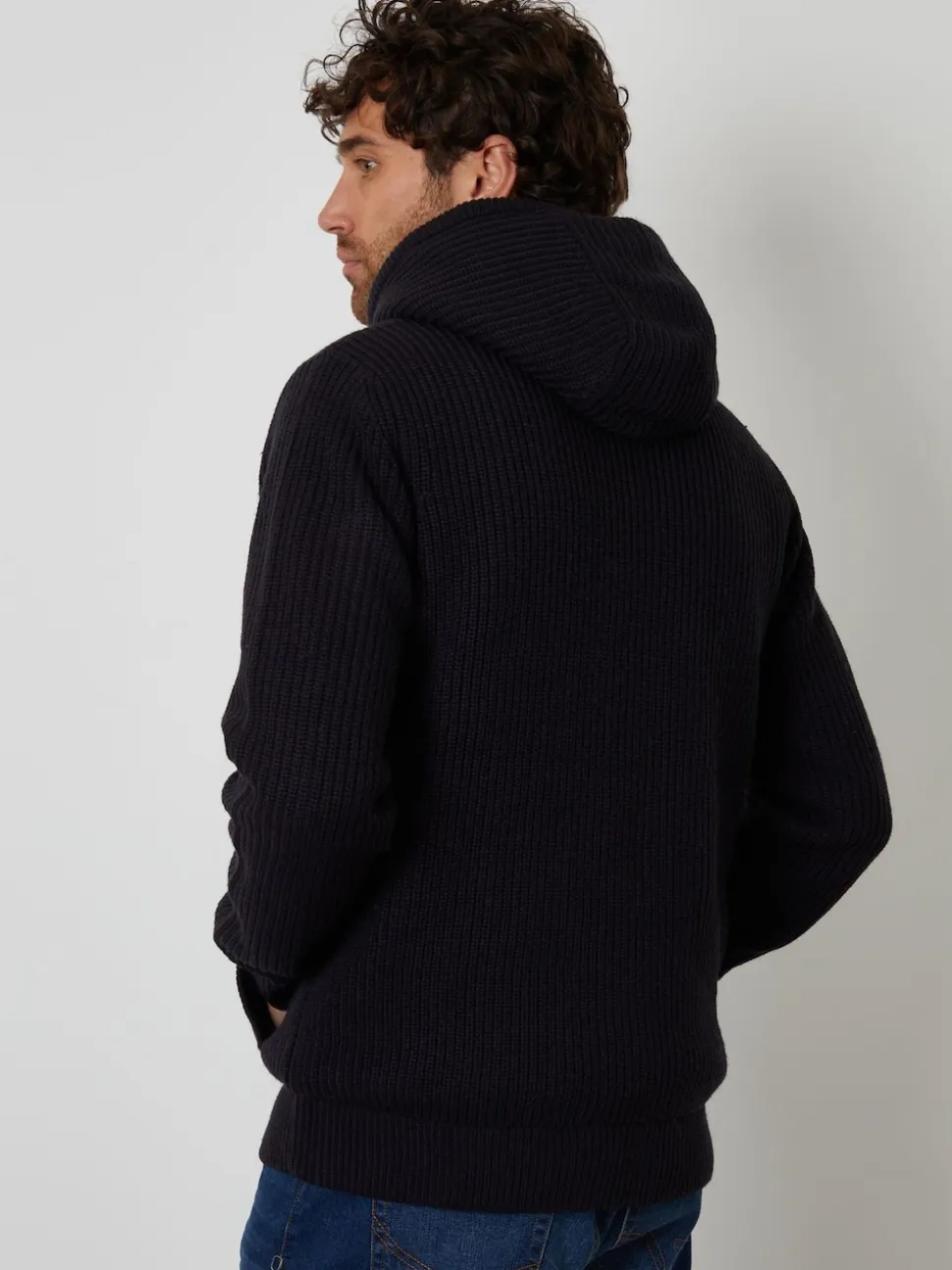 Threadbare Navy Padded Knitted Jacket