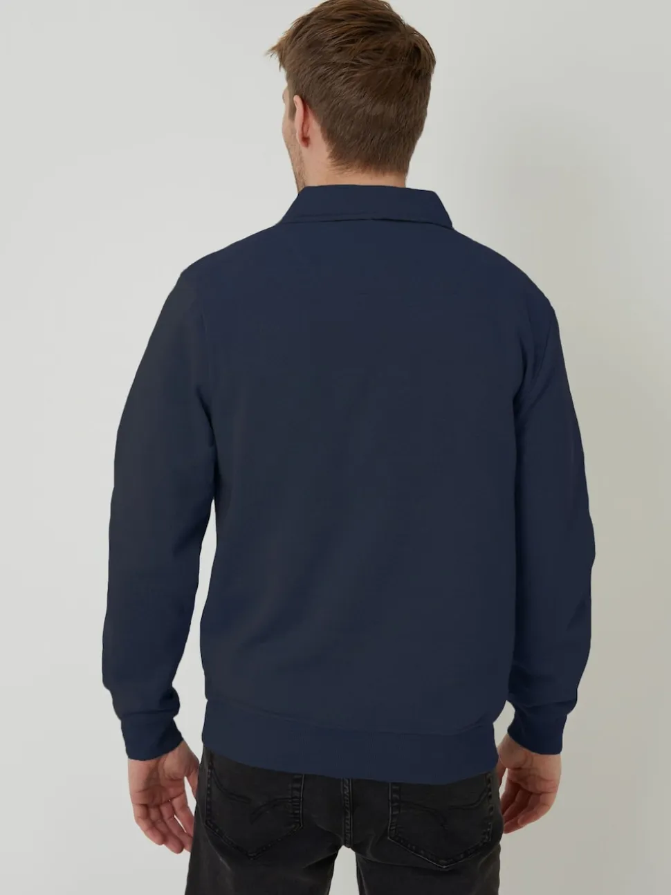 Threadbare Navy Quarter Zip Collared Sweatshirt
