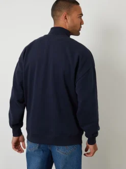 Threadbare Navy Relaxed Fit Half Zip Sweatshirt