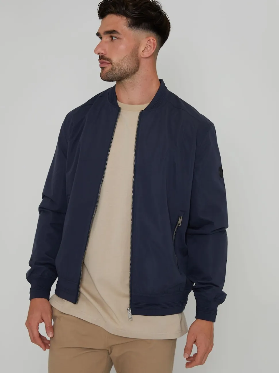 Threadbare Navy Showerproof Classic Bomber Jacket