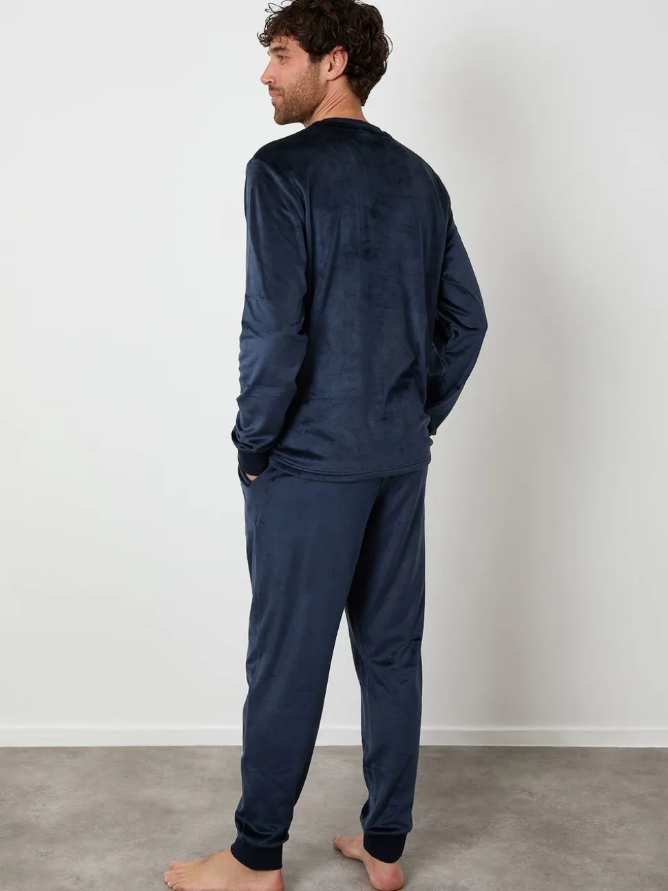 Threadbare Navy Soft Touch Velour Loungewear Set