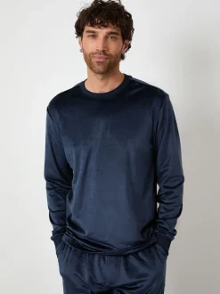 Threadbare Navy Soft Touch Velour Loungewear Set