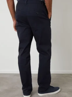 Threadbare Navy Straight Leg Stretch Waist Chino Trousers