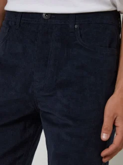 Threadbare Navy Straight Leg 5 Pocket Stretch Corduroy Trousers