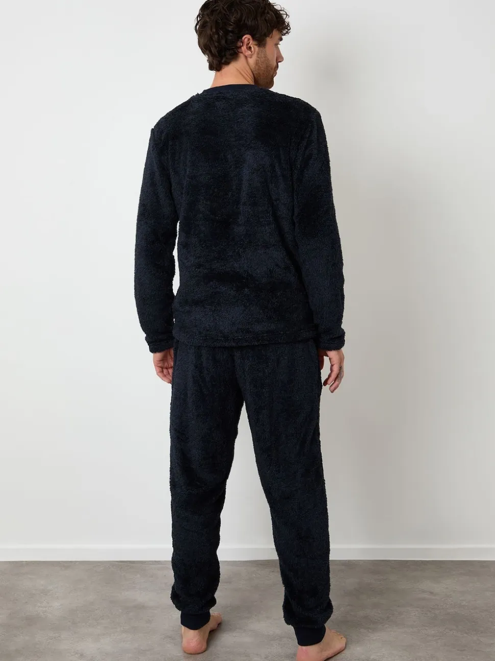 Threadbare Navy Two Tone Borg Loungewear Set