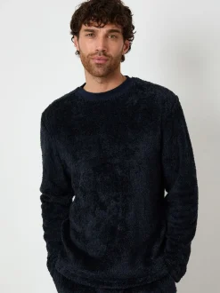 Threadbare Navy Two Tone Borg Loungewear Set