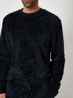 Threadbare Navy Two Tone Borg Loungewear Set