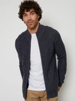 Threadbare Navy Zip Up Cardigan