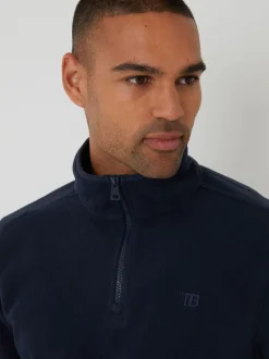 Threadbare Navy/Green Quarter Zip Microfleece Sweatshirts 2 Pack